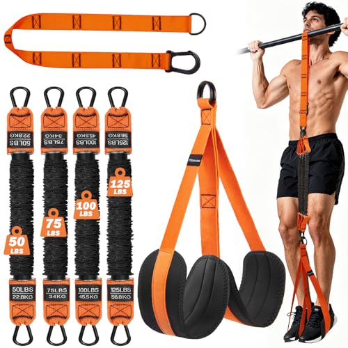 Pull Up Assistance Bands, 350lbs Heavy Duty Resistance Band for Pull Up, 4 Pull Up Bands with Two Foots Fabric Feet/Knee R...