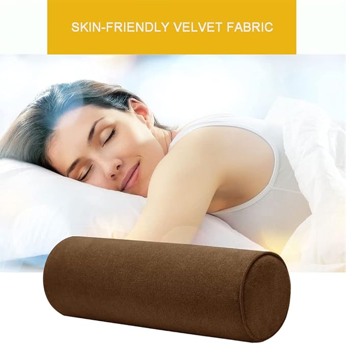 Cylinder Round Memory Foam Support Pillows 17.8X6 Cervical Neck Roll Pillow with Pillowcase Soft, Comfortable and Breathable for Sleeping, Chair, Car, Sofa，Travel Coffee