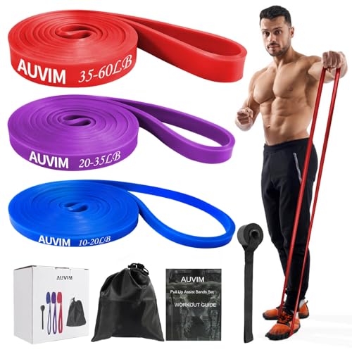 AUVIM Resistance Bands Set Pull Up Bands 3 Different Levels Fitness Exercise Bands for Men Women for Strength Training,Pil...
