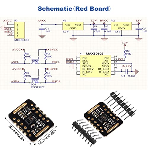 Diitao 4pcs Heart Rate Sensor Module MAX30102 Pulse Detection Blood Oxygen Concentration Calculation Modules Heart Rate Se...