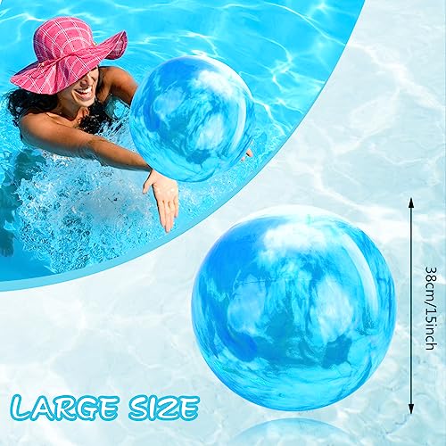 Grevosea 15 Inch Large Bouncy Ball Inflatable Balls Beach Ball Marbleized Bouncy Ball Colorful Cloud Bouncing Balls for Ad...