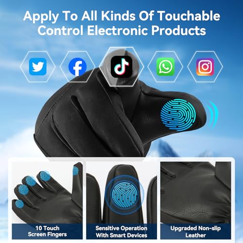Pnosnesy Ski Gloves,Snow Gloves,Waterproof Cold Weather Winter Gloves for Parent Boys Girls- Cycling, Driving, Running