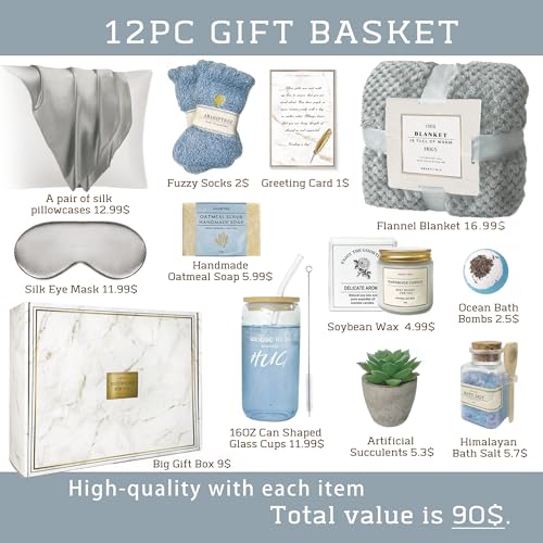 AHAGIFTREE Get Well Soon Gift Baskets For Women,12PC Get Well Gifts for Women After Surgery,Birthday,Care Package,Grief,Sy...