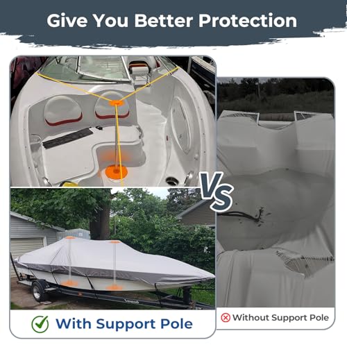 Tuszom Boat Cover Support Pole Systems with Anti-UV PE Ropes & 9" ABS Base, Highly Stable Windproof Support Pole - Adjustb...