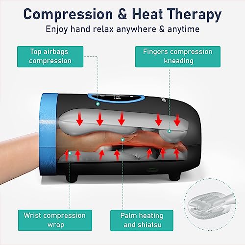 QUINEAR Hand Massager - Cordless Hand Massager with Heat and Compression for Arthritis, Carpal Tunnel and Stiff Joints - G...