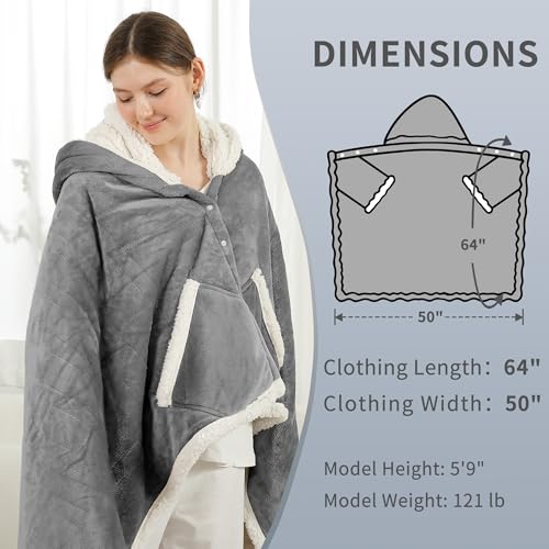 ESTINGO Wearable Heated Blanket Electric Throw, Heated Shawl with 6 Heating Levels and 1-4 Hours Auto Off, Heated Hoodie W...