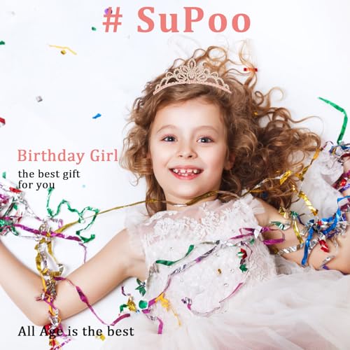 SuPoo Pink Gold Crown Tiaras for Girl Princess Crown Headband Birthday Hair Accessories Princess Decoration for Wedding Pa...