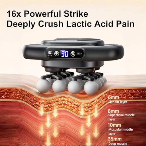 Stellamist Portable 16 Head Massage Gun Set, Mini 16-Drive 8-Head Massage Gun Deep Tissue with 30 Levels & 3 Modes for Thi...