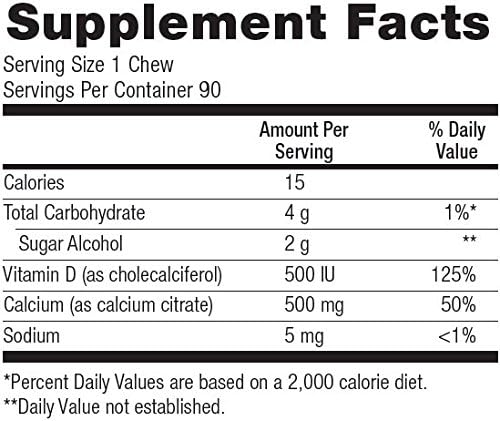 Bariatric Advantage Calcium Citrate Chewy Bites 500 mg - for Bariatric Surgery Patients - Vitamin D3 - Sugar-Free Chewable Calcium Supplement - Bariatric Chews - Lemon Flavor - 90 Count