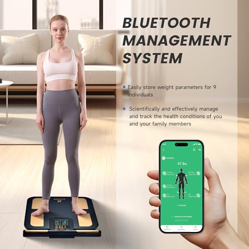 EILISON Smart Scale for Body Weight: 8-Electrode Precision Digital Bathroom Scale for Fat BMI 32 Muscle Body Composition A...