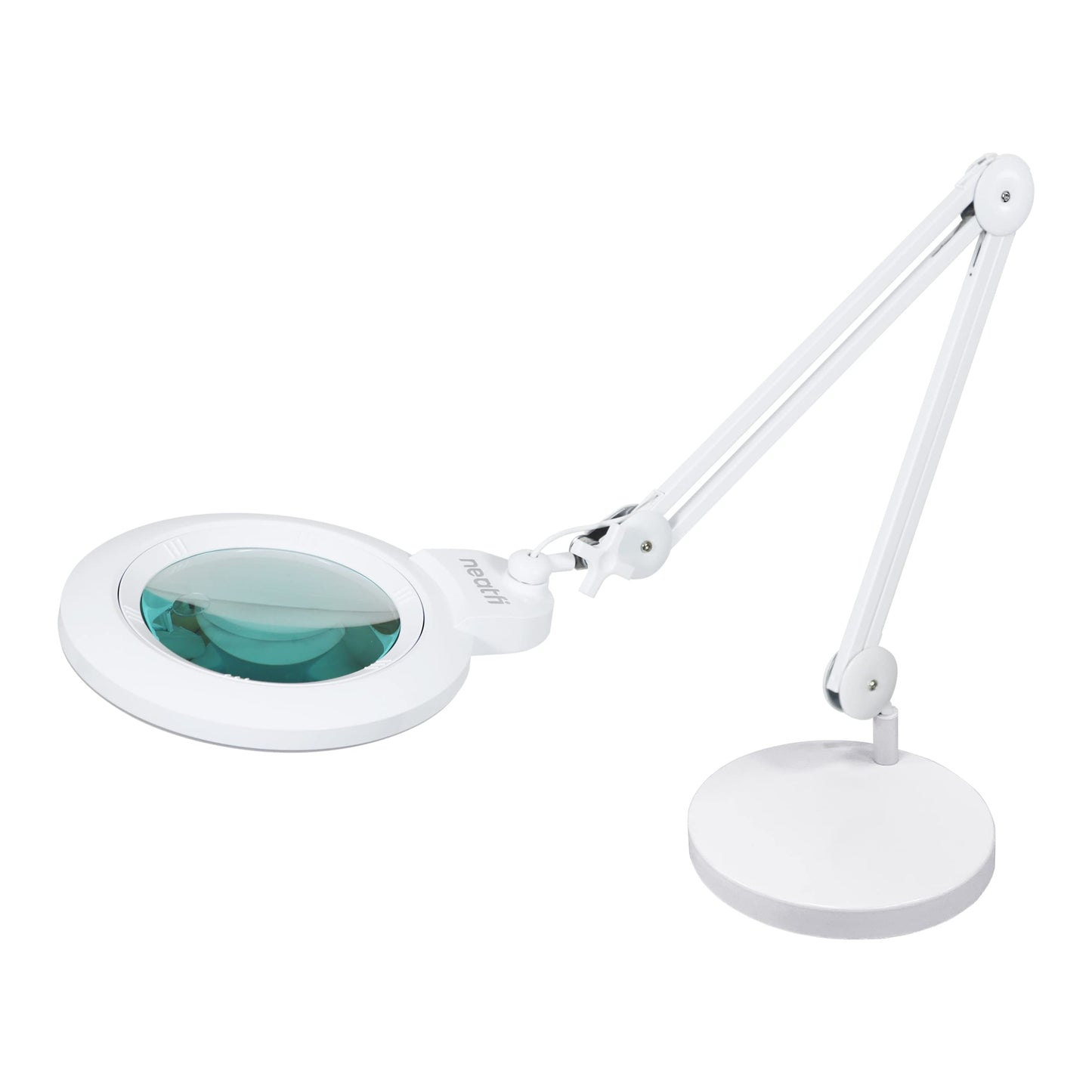 Neatfi XL Bifocal LED Magnifying Lamp 7-Inch Lens 5D/20D Magnification Adjustable Arm White with Base