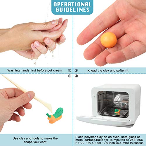 Polymer Clay 50 Colors, Modeling Clay for Kids DIY Starter Kits, Oven Baked Model Clay, Non-Sticky Molding Clay with Sculp...