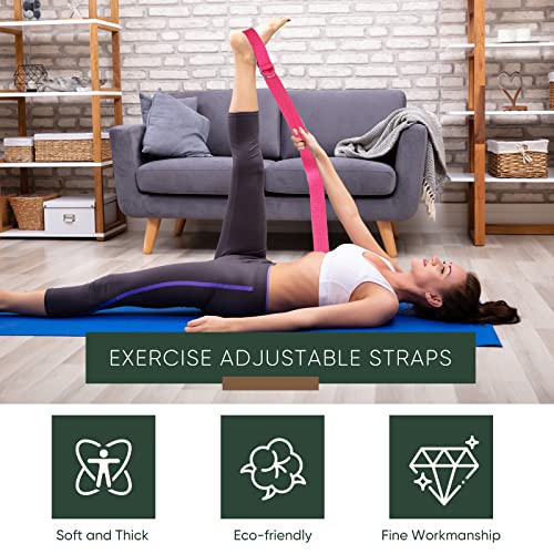 10 Pcs Yoga Strap 8ft Yoga Stretching Exercise Band Stretching Belt with Adjustable Metal D Ring Buckle Loop for Pilates, ...