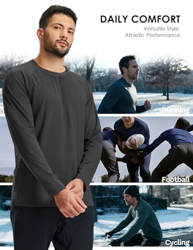 Boladeci Men's Thermal Underwear Tops Fleece Lined Base Layer Long Sleeve Shirts for Cold Weather