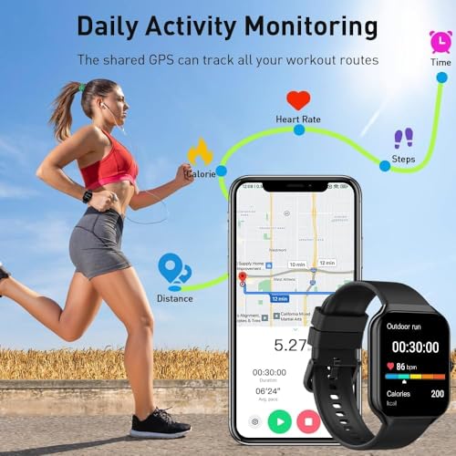 Smart Watch(Answer/Make Call), 1.96" HD Smartwatch for Men Women, 2025 Fitness Activity Tracker with Heart Rate/Sleep Moni...