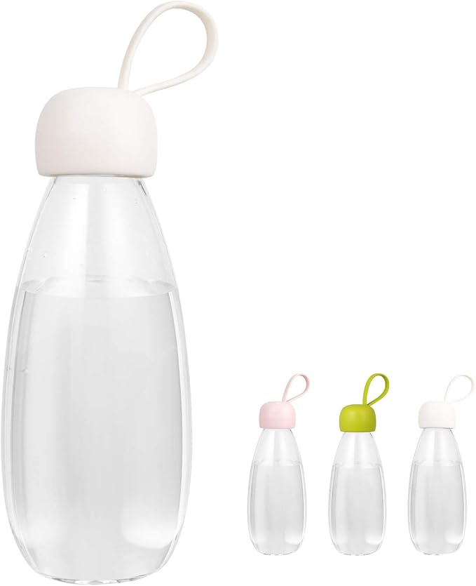 emoi BPA Free Water Bottle, 16oz/480ml Cute Water Bottle with Carrying Strap, Ideal for Kids Boys Girls Students Women Healthy Hydration-White