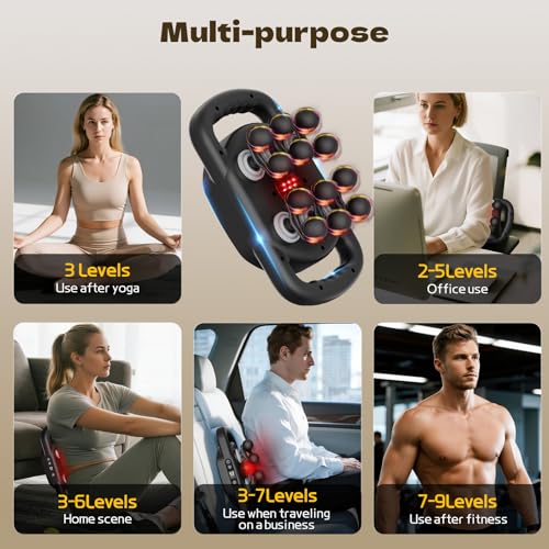 12 Head Massage Gun Deep Tissue with 9 Levels & 9 Modes,Cordless Electric Percussion Massager Tool for Back/Neck/Shoulder/...
