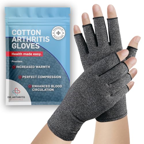 Dr. Arthritis Essentials Open-Fingertip Arthritis Gloves, Compression Gloves Ideal as Raynauds Gloves, Hand Brace for Arth...