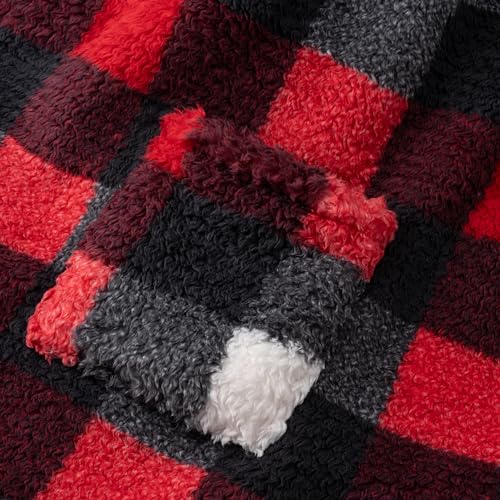 Berkshire Blanket Double Sided Sherpa Wearable Blanket,Warm Cozy Shawl with Pockets Plush Cape Wrap