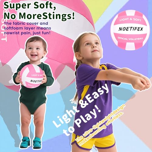 Noetifex Soft Volleyball-Super Soft Fabric Light Volleyball for Indoor Practice Safe and Quiet Kids Youth Beginners House ...
