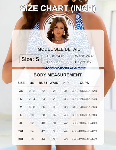 Blooming Jelly Womens Tummy Control Tankini Swimsuits V Neck High Waisted Bathing Suit Embroidery Two Piece Swimwear