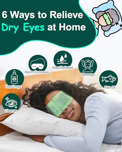 16 Packs Steam Eye Masks for Dry Eyes, Self Heating Warm Compress for Eyes Fatigue & Puffiness Relief, Disposable Heated E...