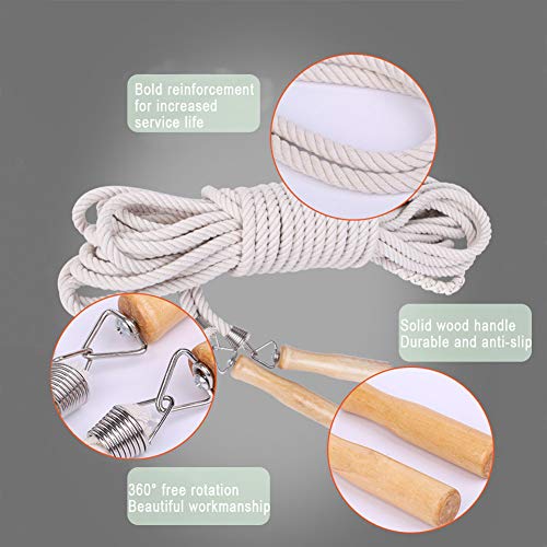 ACEONE Long Jump Rope, Multiplayer Skipping Rope with Wooden Handle for Kids and Adult, Team Group Jumping Rope for School...