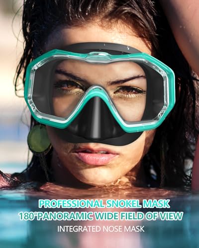 WSTOO Adults Swim Goggles with Nose Cover,HD 3-Window Wide Vision Lens Snorkel Diving Swimming Mask Anti-Fog&Leak