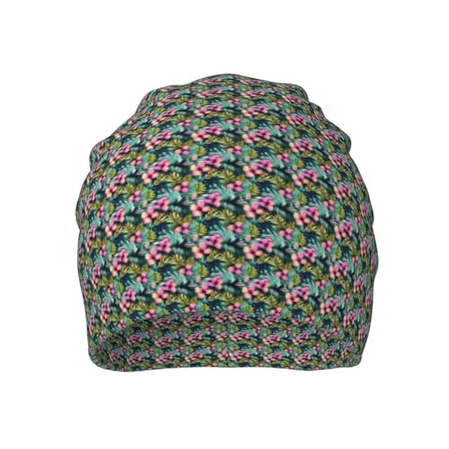 sackhg Tropical Summer Hawaiian Flower Palm Leaves Print Winter Beanie Hat Men Women Soft Lightweight Thermal Cap for Outd...