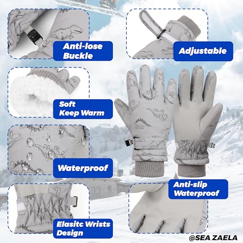 Sea Zaela Waterproof Winter Gloves For Kids Toddler Warm Snow Gloves Boys Girls Ski Gloves Windproof Mittens Youth