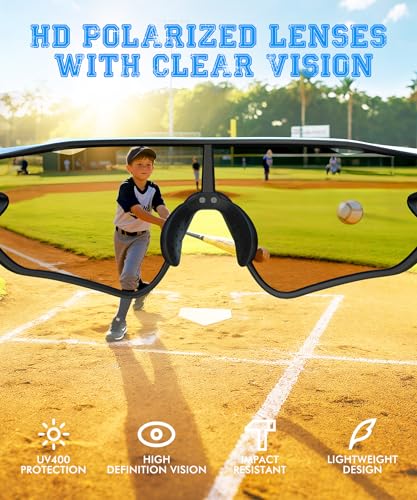QALLY 3PACK Kids Sunglasses Youth Baseball Sunglasses for Boys Girls Age 4-14, Softball Cycling UV400 Protection Sports