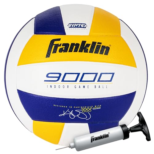Franklin Sports Indoor Training + Match Volleyballs - Premium 9000 + 6000 Official Size Adult + Youth - Ball + Air Pump