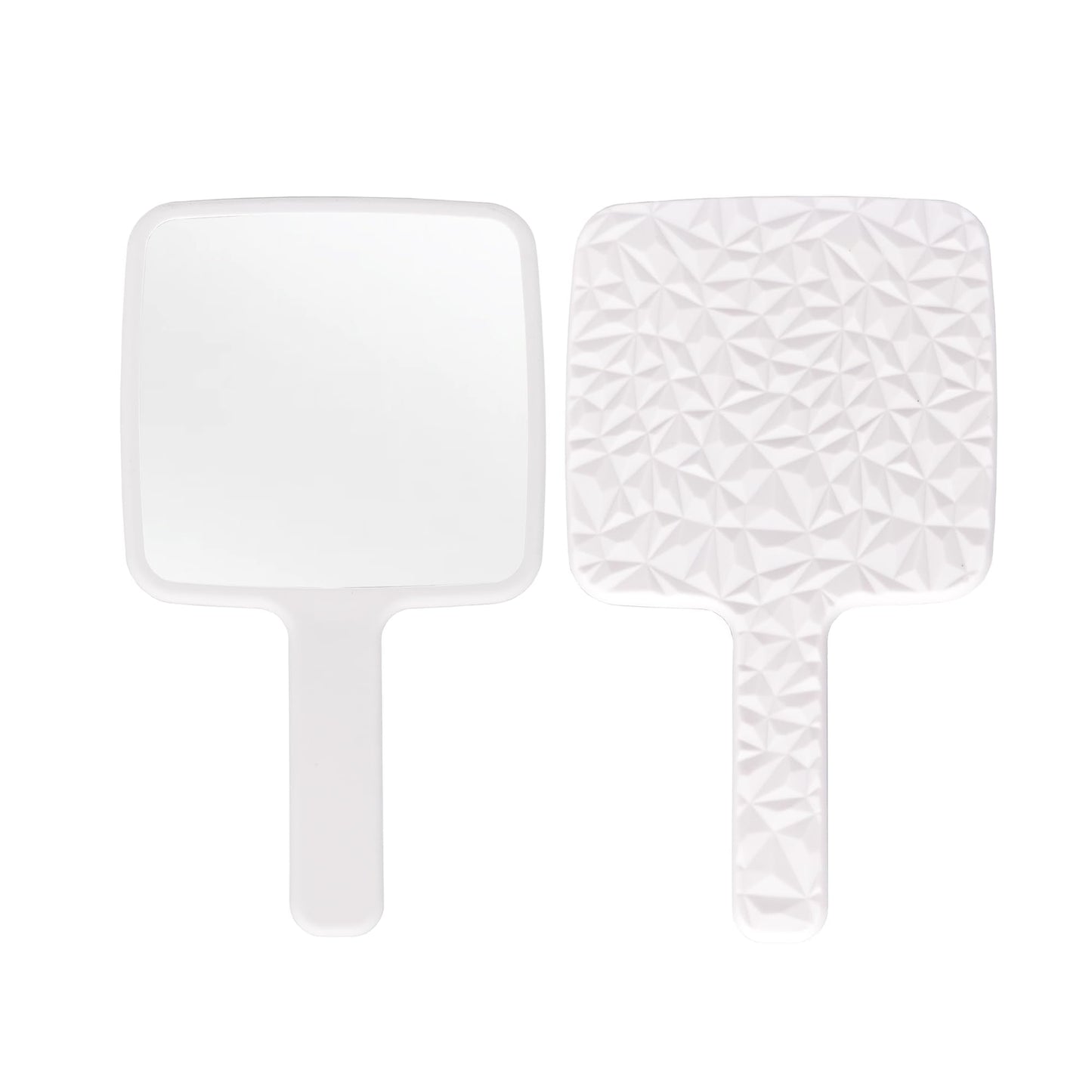 YCHMIR Square Hand Held Mirror Hand Mirror Travel Mirror Diamond Pattern 9 x 5.1 inch White