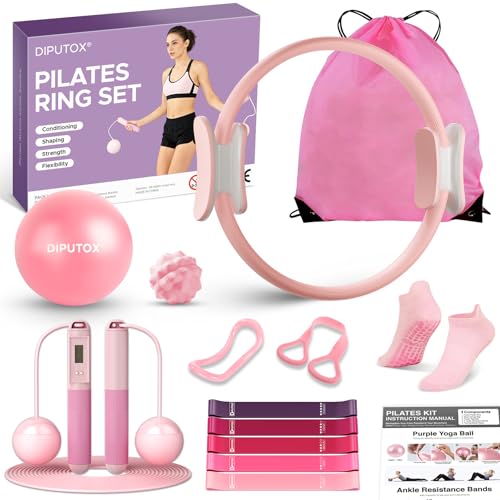 diputox Pilates Ring Kit for Women, Pilates Equipment Accessories, Home Workout Set with Magic Circle, Mini Exercise Ball,...