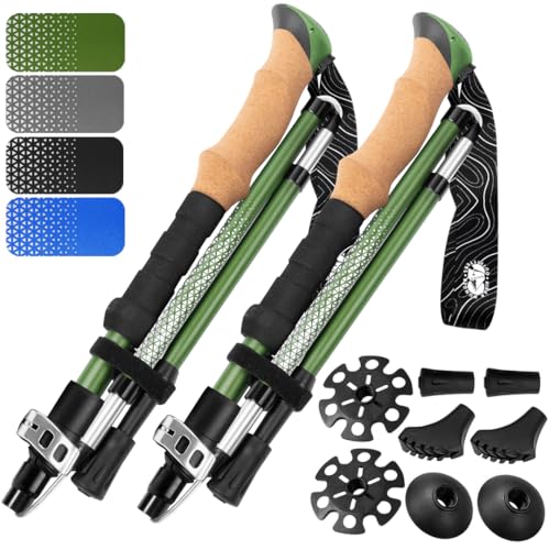 Premium Foldable Hiking Poles by USA Brand - Adjustable, Lightweight Trekking Poles Made of Aircraft Aluminum, Metal Flip ...