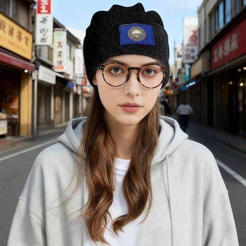 YANYU New Hampshire State Flag Print Lightweight Waffle Pullover Hat Men Women Winter Headwear Outdoor Camping Travel