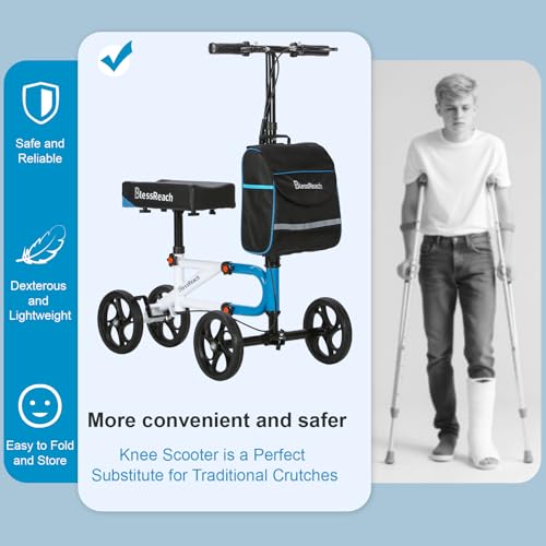 Knee Scooter，Knee Scooter for Adults for Foot Surgery，Knee Walker for Foot Injuries Compact Crutch Alternative with Dual B...