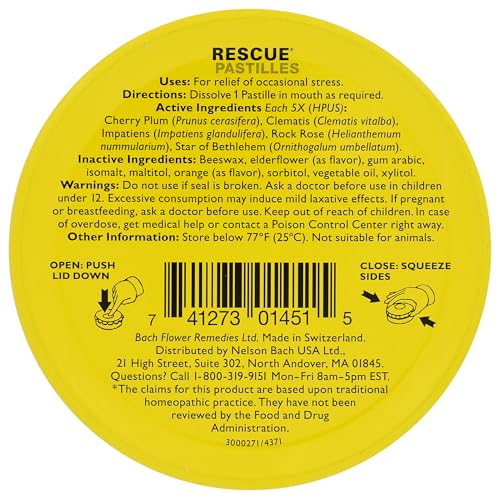 Bach Rescue Pastilles Orange Elderflower, 1.7 OZ