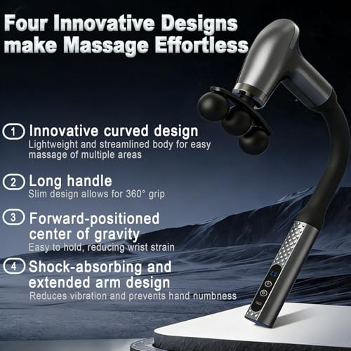 HISBO Massage Gun with Upgraded Extension Handle, Massage Gun Deep Tissue - Back Massager for Pain Relief Deep Tissue, Mus...