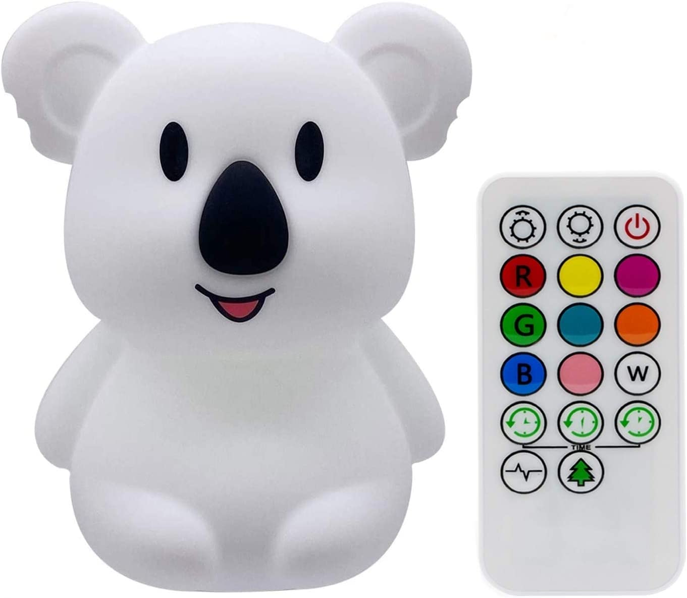 Tekemai Night Light for Kids, Adjustable Brightness & Color, Touch Control, Medium Koala, White, Model TC891-4