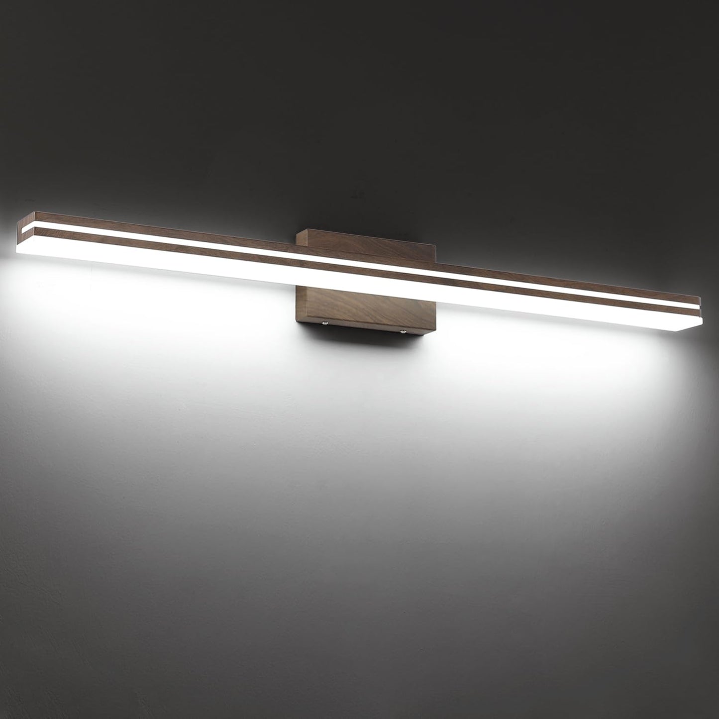 Sinerise 40-Inch Led Modern Bathroom Vanity Light Bar  Brown Modern Acrylic Bathroom Wall Lighting Fixtures Over Mirror (Cool White 6000K)