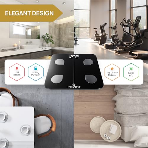 INEVIFIT Smart Body Fat Scale, Highly Accurate Bluetooth Digital Bathroom Body Composition Analyzer, Measures Weight, Body...