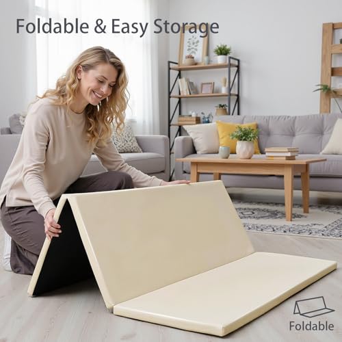 Foam Baby Play Mat: PU Leather Waterproof Kids Trifold Floor Playmat - Large Play Mat for Playpen Fodable Mattress Soft To...