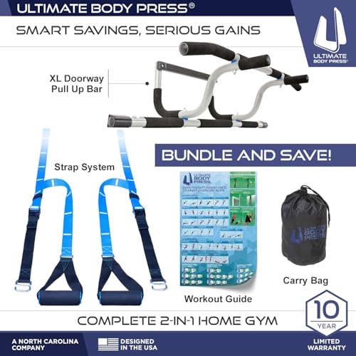 Ultimate Body Press XL Doorway Pull Up bar with Elevated bar & Adjustable Width