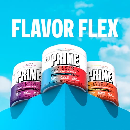 Prime Rapid Rehydration Electrolyte Powder, Ocean Cherry, Sugar Free Hydration Drink Mix with Sodium, Potassium, Magnesium...