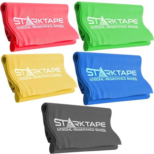 Starktape Resistance Bands Set. 3 or 5 Pack Non-Latex Physical Therapy, Professional Elastic Band. Perfect for Home Exerci...