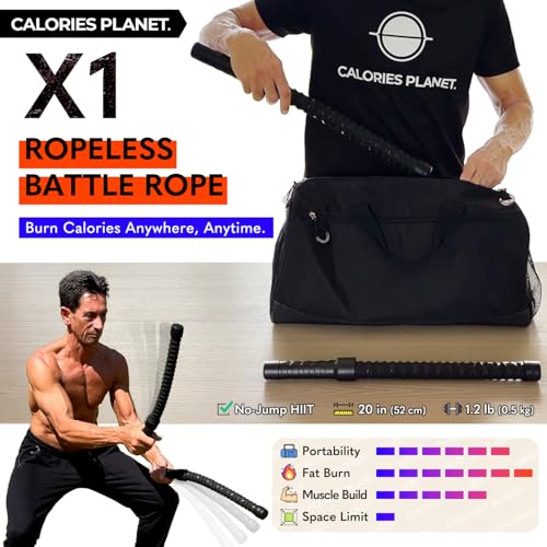 Calories Planet X1 Ropeless Battle Rope Weighted for Home Gym, HIIT Workouts, Low-Impact Cardio Training