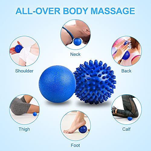 URAQT Spiky Massage Ball Set, 2 Pack Physical Therapy Massage Balls, Hard Lacrosse Ball & Spiky Massage Ball for Myofascia...