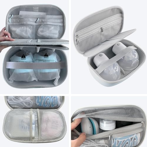 Wearable Breast Pumps Carrying Bag, Hard Shell Case with Removable Tray, Watertight Breast Pump Storage Bag Compatible wit...