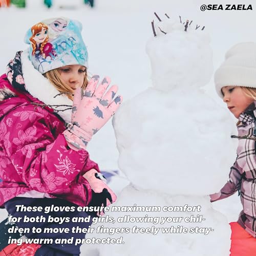 Sea Zaela Waterproof Winter Gloves For Kids Toddler Warm Snow Gloves Boys Girls Ski Gloves Windproof Mittens Youth